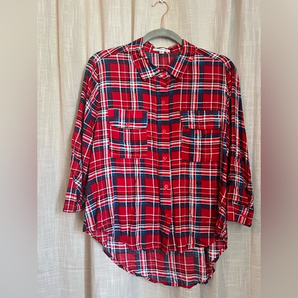 Roommates Red and Blue Plaid Shirt
